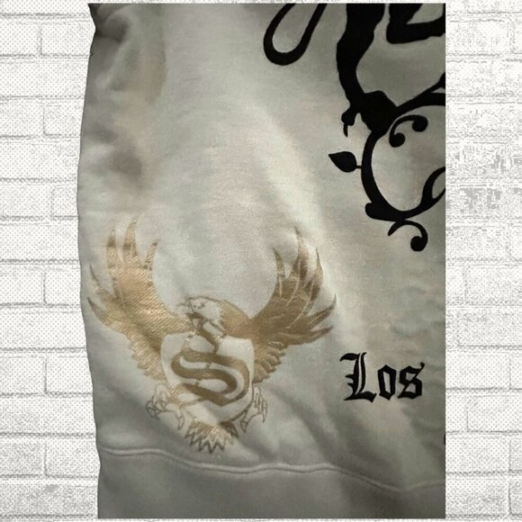 Vintage Y2K Off White SMET by Christian Audigier Hoodie - Size L - Picture 6 of 8